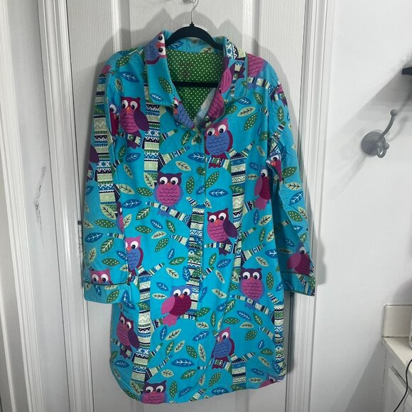Nick & Nora Owl Flannel Gown Sz XXL - Picture 1 of 3